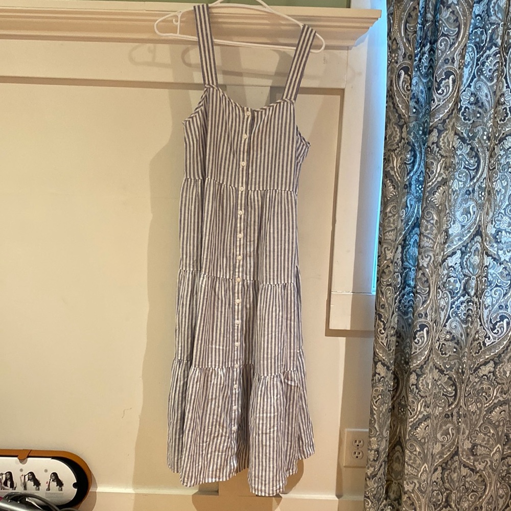 Madewell sundress blue white stripe button down